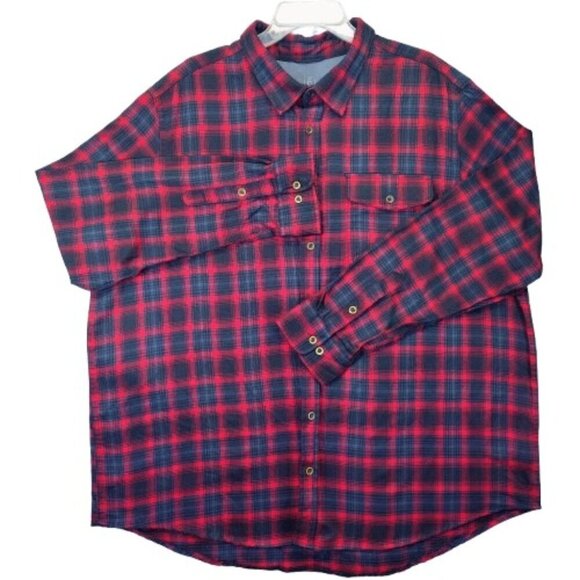 George Men’s 3XL Red & Black Plaid Flannel Button-Up Shirt – Big & Tall - Picture 1 of 7